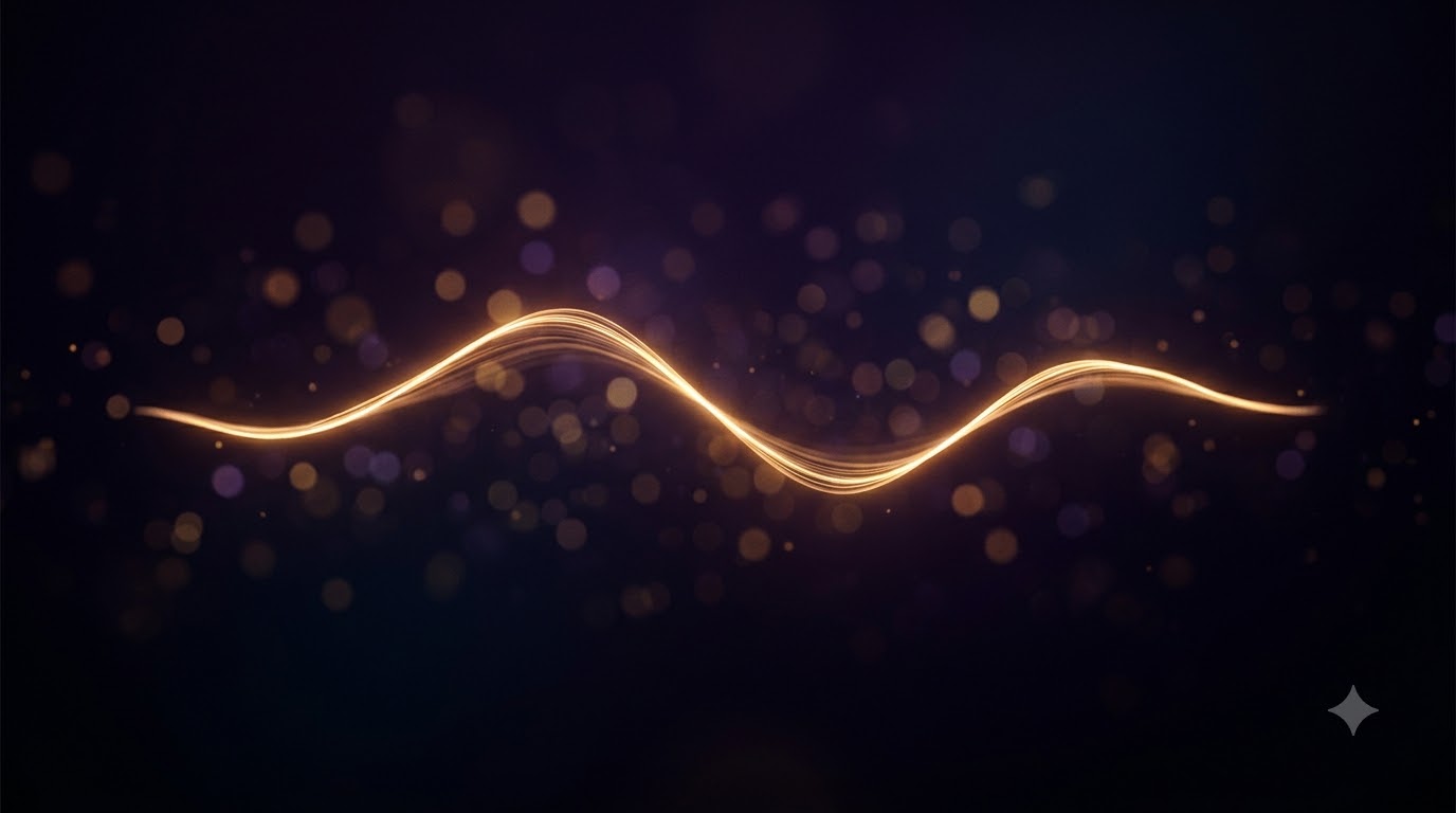 A sound wave made of golden light