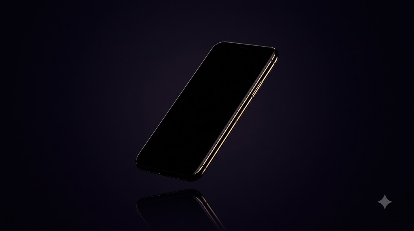 Obsidian phone edge catching gold light